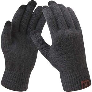 Women's Dark Grey Winter Touchscreen Wool Magic Warm Knit Fleece Lined Gloves